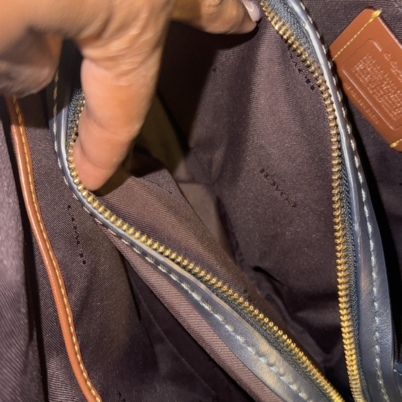 ❤️ Coach Horse and Carriage Jacquard Dalton 31 Blue Shoulder Bag EUC - Picture 8 of 10